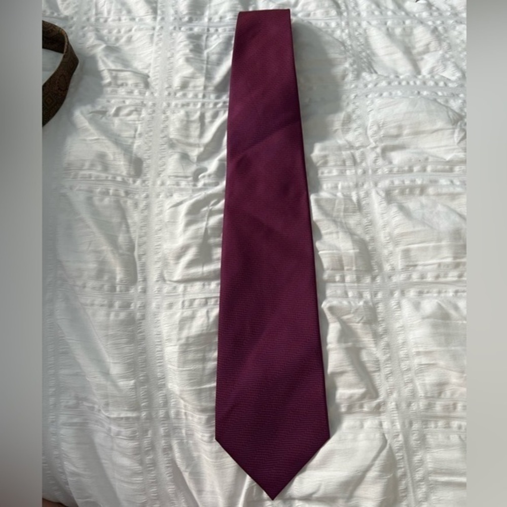 Goldlion Eggplant Purple 100% Silk Tie with Subtle Stripes